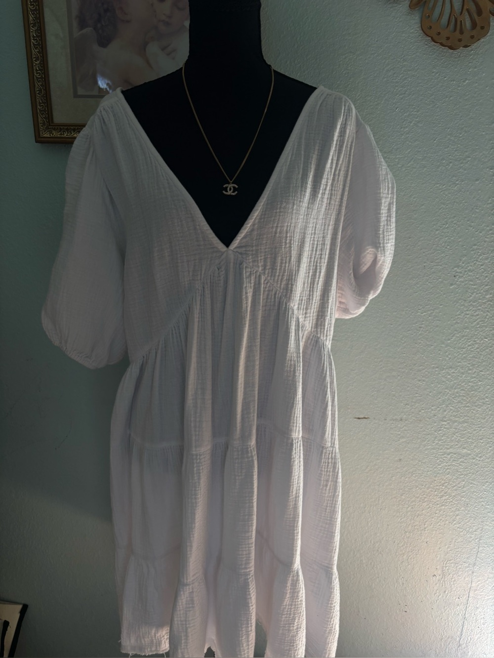 Aerie White Gauze Babydoll Mini Dress | XXL | Boho Cottagecore - Picture 2 of 4